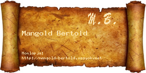 Mangold Bertold névjegykártya